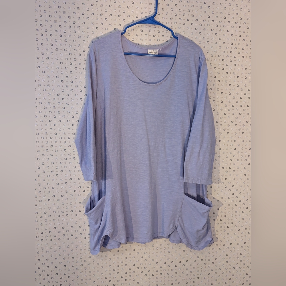 Prairie Cotton L Lavender Tunic Pockets lagenlook boho prairie core layer